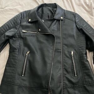 Black Quilted Moto Jacket - Women